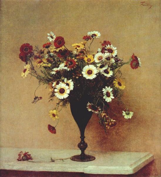 Chrysanthemums by Henri Fantin-Latour Realism Art dated 1889