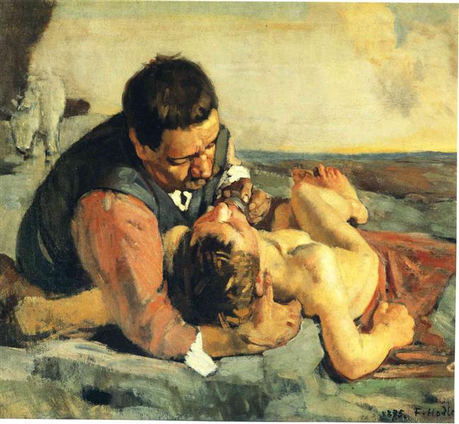 The Good Samaritan by Ferdinand Hodler Realism Art dated 1885