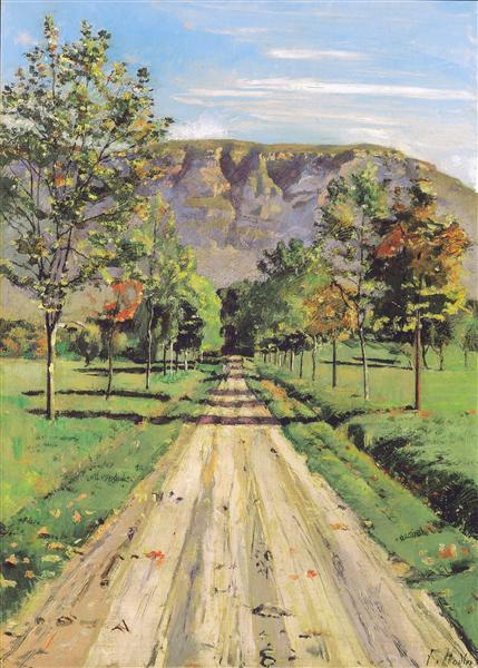 The road to a particular interest by Ferdinand Hodler Realism Art dated 1890