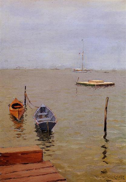 Stormy Day Bath Beach by William Merritt Chase Impressionism Art dated 1888