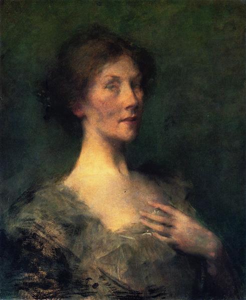 Portrait of a Lady by Thomas Dewing Tonalism Art dated 1898