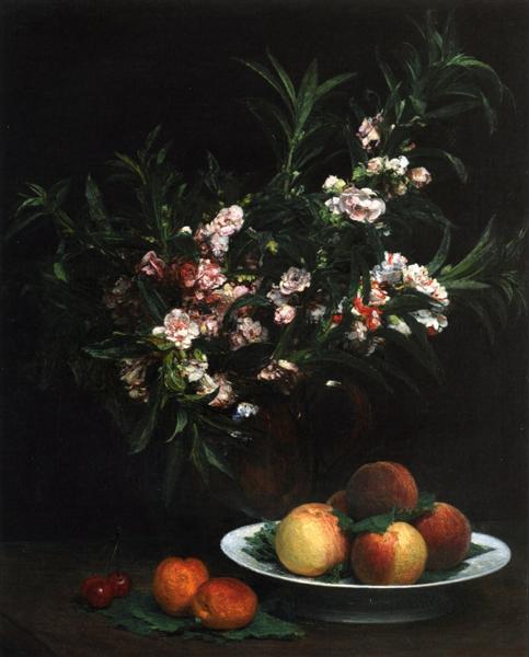 Still Life Impatiens, Peaches and Apricots by Henri Fantin-Latour Realism Art