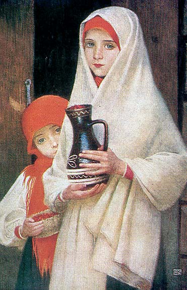 Slovak Girls by Marianne Stokes Art Nouveau (Modern) Art dated 1905