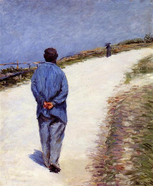 Pere Magloire on the Road to Saint-Clair, Etretat by Gustave Caillebotte Impressionism Art dated 1884