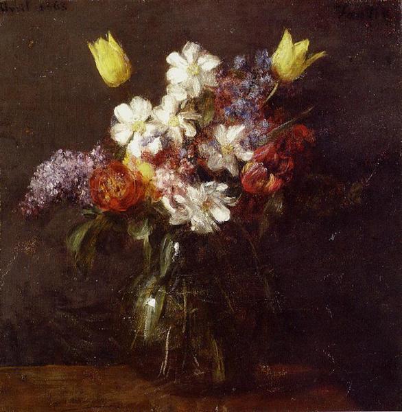 Flowers by Henri Fantin-Latour Realism Art dated 1863