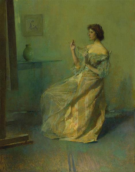 The Necklace by Thomas Dewing Tonalism Art dated 1907