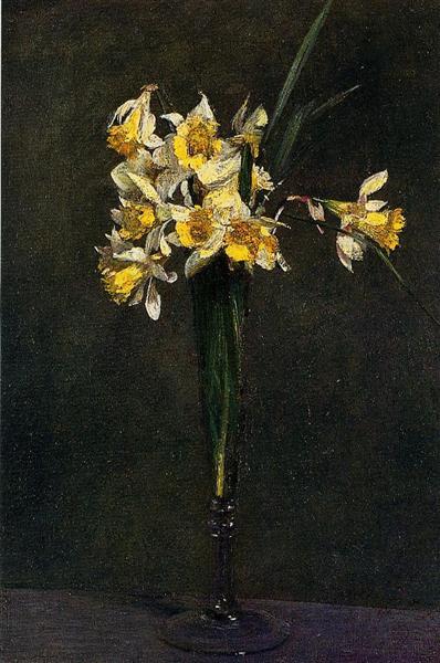 Yellow Flowers (also known as Coucous) by Henri Fantin-Latour Realism Art dated 1873