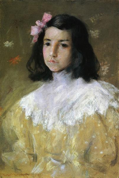 The Pink Bow by William Merritt Chase Impressionism Art dated 1895