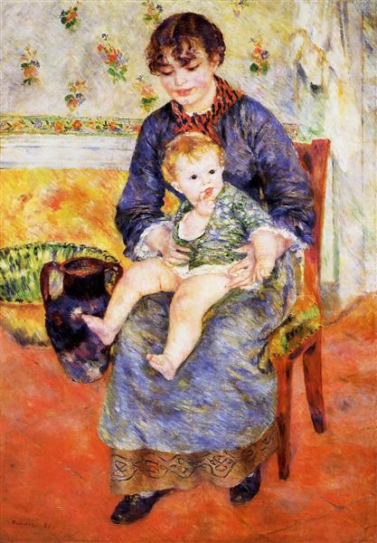 Mother and Child by Pierre-Auguste Renoir Impressionism Art dated 1881