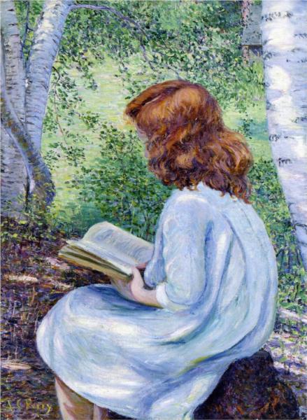 Child with Red Hair Reading by Lilla Cabot Perry Impressionism Art