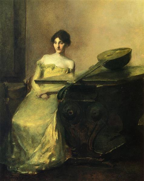 The Lute by Thomas Dewing Realism Art dated 1904