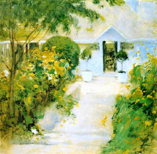 A Garden Path by John Henry Twachtman Impressionism Art dated 1899