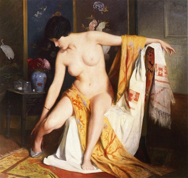 Nude in an Interior by Julius LeBlanc Stewart Realism Art dated 1914