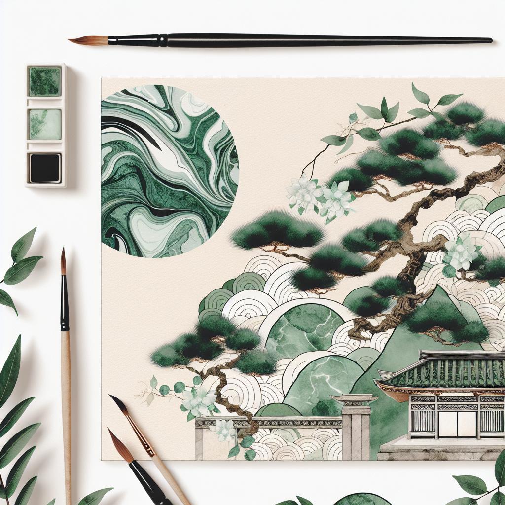 Verdant Natura Hana: Modern Watercolor Japanese Art