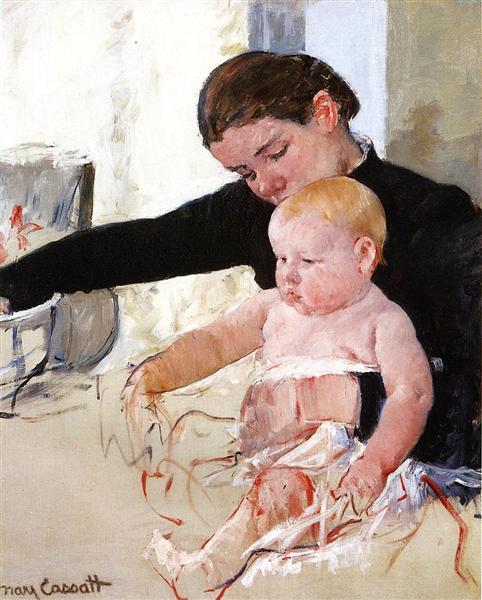 Bathing the Young Heir by Mary Cassatt Impressionism Art dated 1891