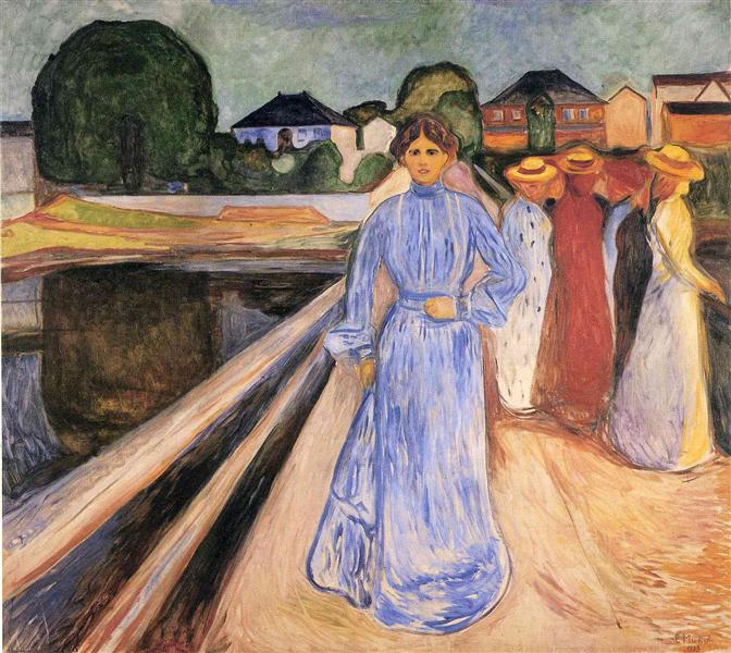 Women on the Bridge by Edvard Munch Expressionism Art dated 1902