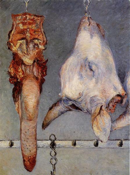 Calf, Head and Ox Tongue by Gustave Caillebotte Impressionism Art dated 1882