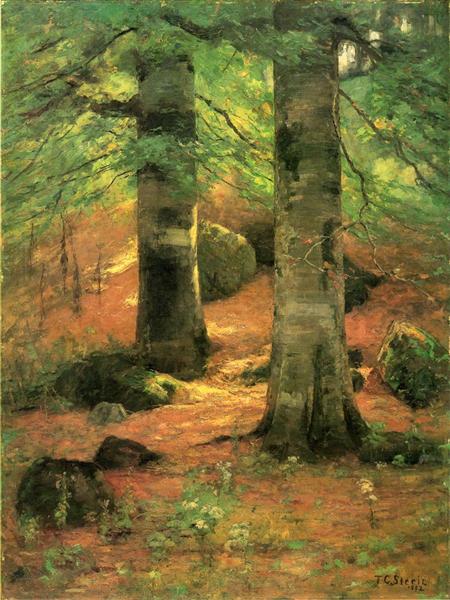 Vernon Beeches by T. C. Steele Impressionism Art dated 1892