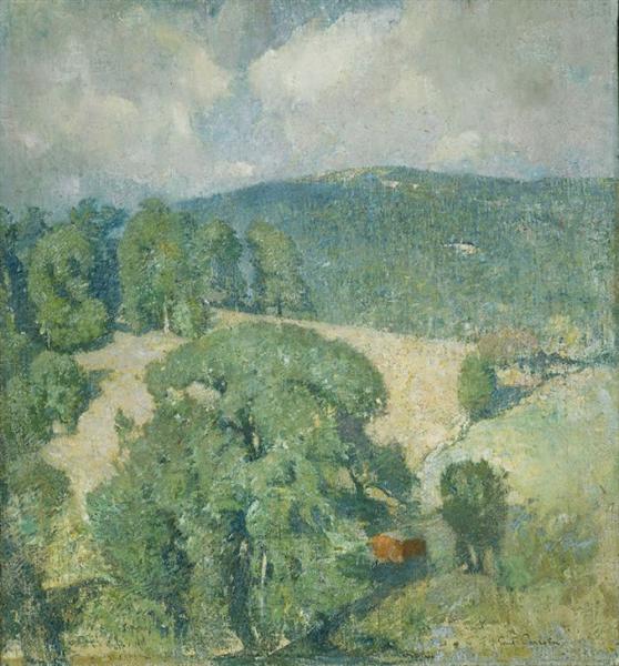 Connecticut Hillside by Emil Carlsen Impressionism Art dated 1920