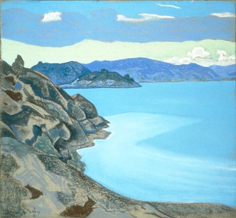 Karelian landscape. Hyumpola lake. by Nicholas Roerich Symbolism Art dated 1917