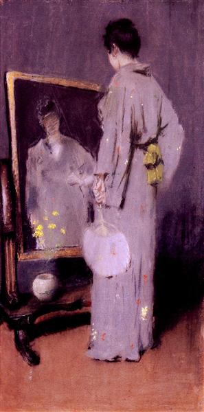 Making Her Toilet by William Merritt Chase Japonism Art dated 1889