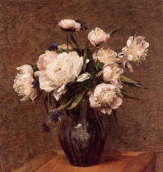 Bouquet of Peonies by Henri Fantin-Latour Realism Art dated 1878