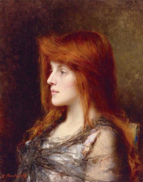 Auburn Haired Beauty by Alexei Harlamoff Realism Art