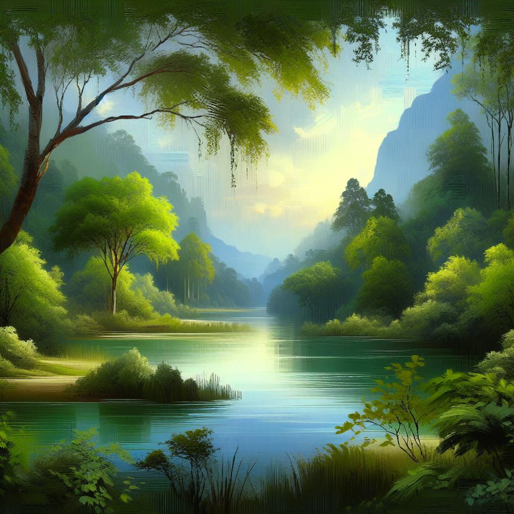 Verdant Praesidium Serenity - Modern Landscape Oil Painting