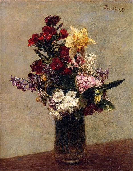 Spring Flowers by Henri Fantin-Latour Realism Art dated 1879