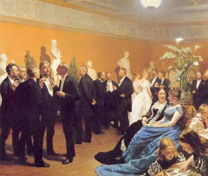 Meeting at the Museum by Peder Severin Kroyer Realism Art dated 1888