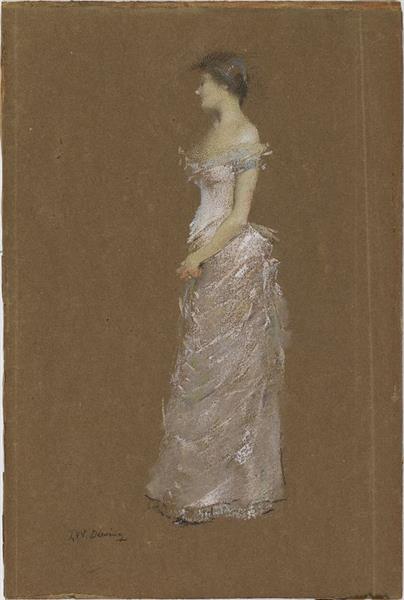 The Pink Dress by Thomas Dewing Tonalism Art dated 1894