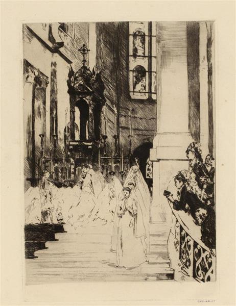 Communion at Trinity Church by Henri Gervex Impressionism Art dated 1878