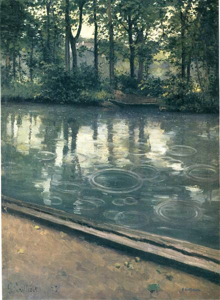 The Yerres, Rain by Gustave Caillebotte Impressionism Art dated 1875