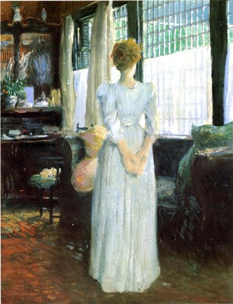 In the Living Room by Julian Alden Weir Impressionism Art dated 1890