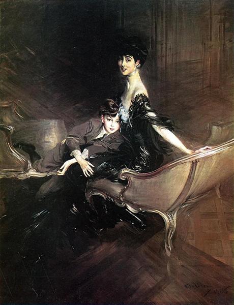 Consuelo, Duchess of Marlborough, with Her Son Ivor Spencer-Churchill by Giovanni Boldini Realism Art dated 1906