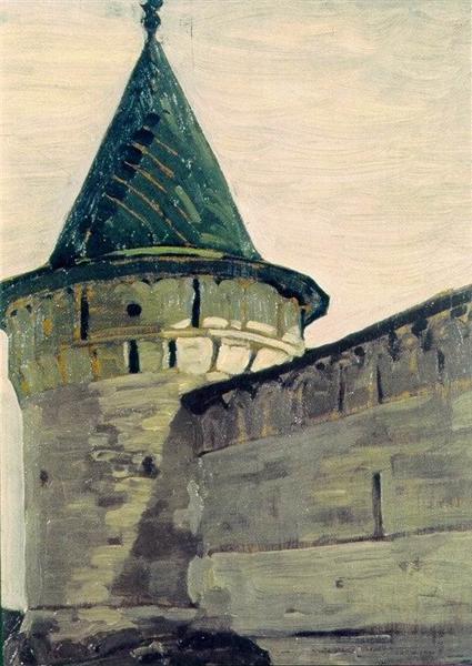 Kostroma. Belfry of Ipatievsky monastery. by Nicholas Roerich Art Nouveau (Modern) Art dated 1903