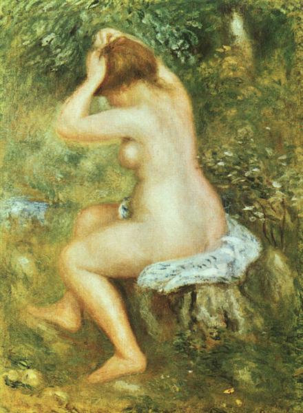 Bather is Styling by Pierre-Auguste Renoir Impressionism Art dated 1890