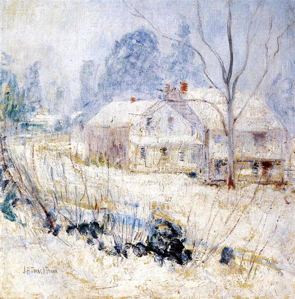 Country House in Winter by John Henry Twachtman Impressionism Art dated 1891