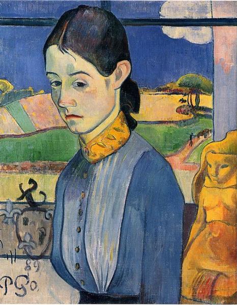 Young Breton Woman by Paul Gauguin Cloisonnism Art dated 1889