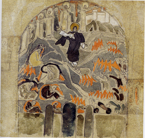 Harrowing of Hell by Nicholas Roerich Art Nouveau (Modern) Art dated 1909