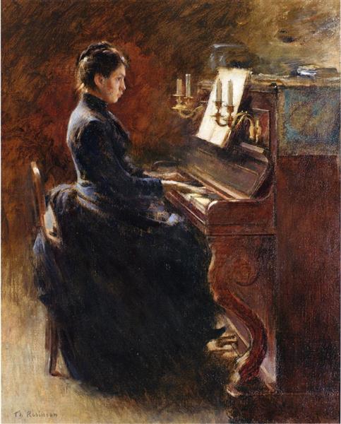 Girl at Piano by Theodore Robinson Impressionism Art dated 1887