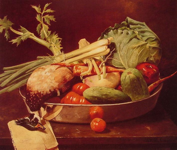 Still Life with Vegetable by William Merritt Chase Realism Art dated 1870