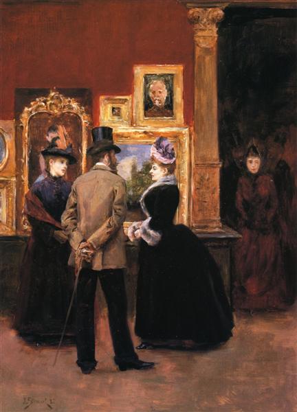 Ladies with a Gentleman in a Top Hat by Julius LeBlanc Stewart Realism Art dated 1888