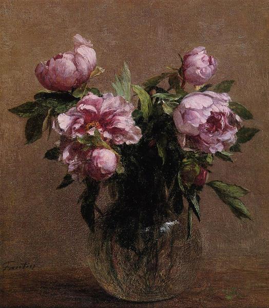 Vase of Peonies by Henri Fantin-Latour Realism Art dated 1902