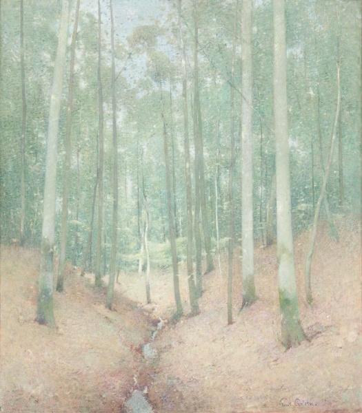 Wood Interior by Emil Carlsen Impressionism Art dated 1910