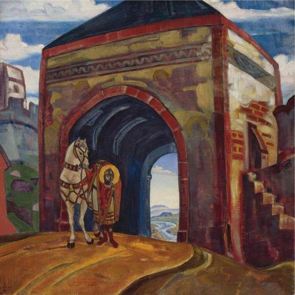 Martyr Mercurius of Smolensk by Nicholas Roerich Art Nouveau (Modern) Art dated 1918