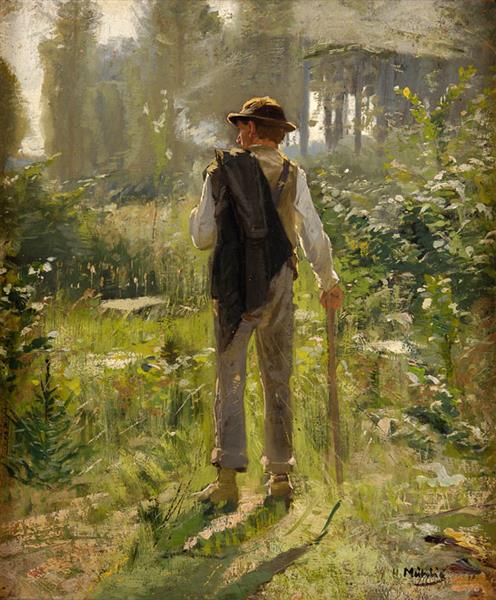 Walk in the woods by Hugo M&#252;hlig Impressionism Art