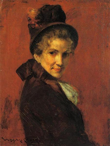 Portrait of a Woman by William Merritt Chase Realism Art dated 1885