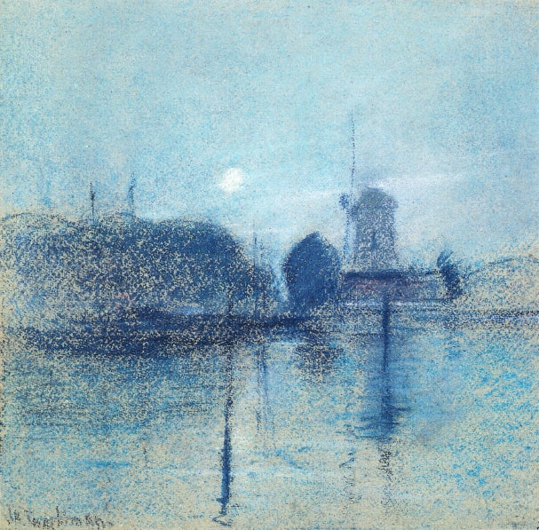 Dutch Landscape by John Henry Twachtman Tonalism Art dated 1885