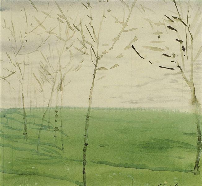 Spring Landscape by Konstantin Somov Symbolism Art dated 1910